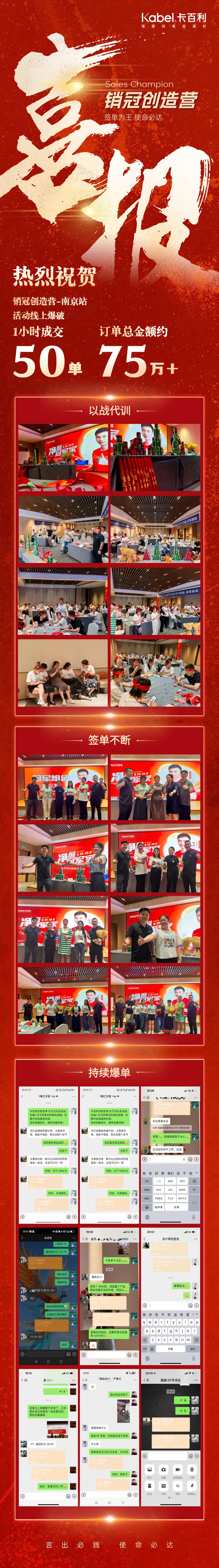 热烈祝贺卡百利《销冠创造营·南京站》线上战报喜传