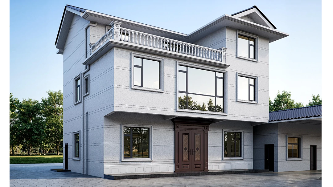 四川达州别墅外墙漆效果图|简欧风格无机艺术外墙|大理石外墙漆-水包砂