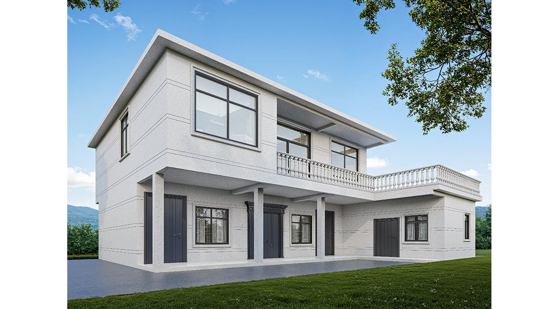 四川省达州市万源市别墅_外墙漆效果图_简约风格_无机艺术外墙_外墙漆水包砂