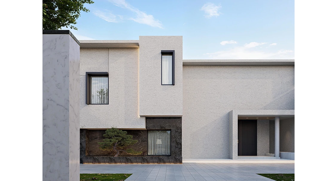 佛山南海碧桂园别墅_外墙漆效果图_现代风格_无机艺术外墙漆_莫奈无机洞石感