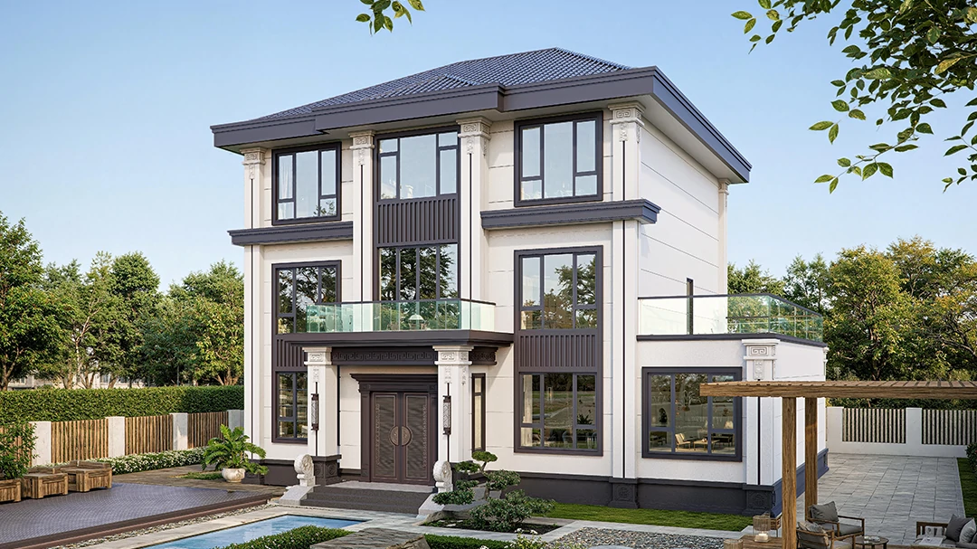 外墙漆效果图_新中式风格_无机艺术外墙_大理石外墙漆-荔枝石