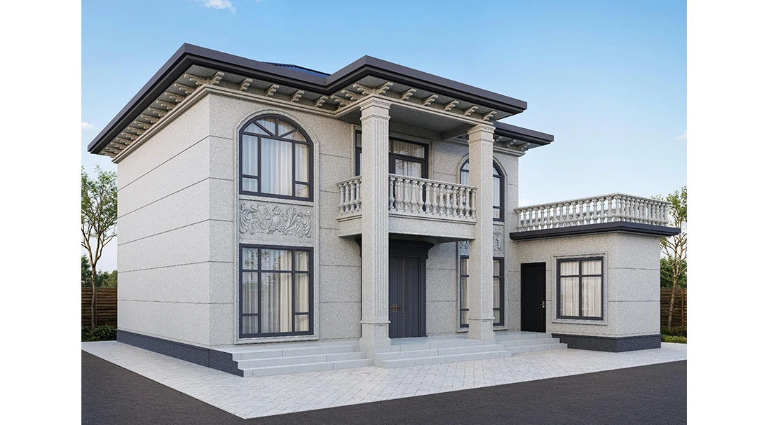 重庆市垫江县别墅_外墙漆效果图_欧式风格_无机艺术外墙漆_莫奈无机树皮感