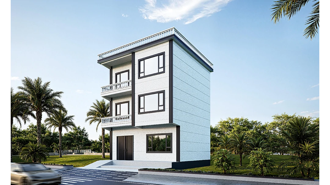 江西余干别墅_外墙漆效果图_现代风格_无机艺术外墙_大理石外墙漆-火烧石