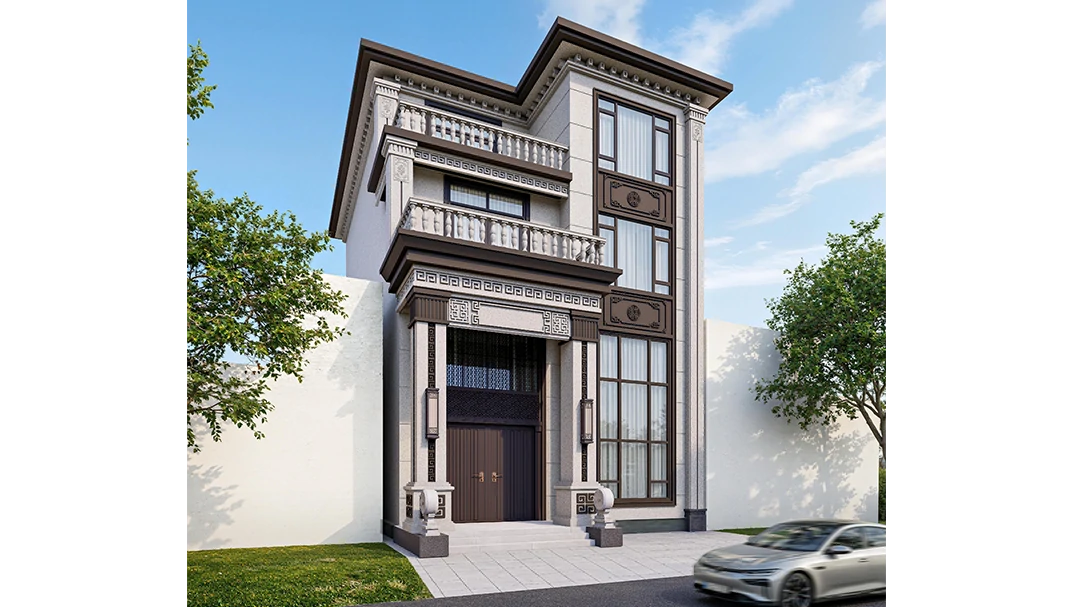 江西余干外墙效果图_外墙漆效果图_新中式风格_无机艺术外墙_大理石外墙漆-荔枝石