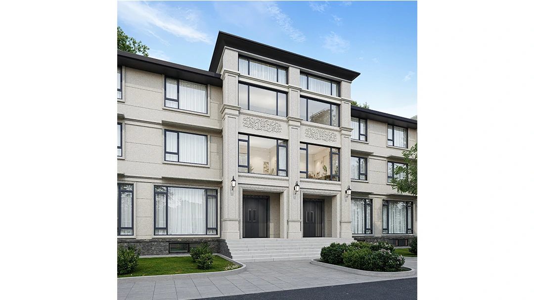 江苏泰州别墅效果图_外墙漆效果图_欧式风格_无机艺术外墙_大理石外墙漆-荔枝石