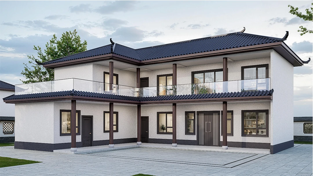 四川犍为外墙别墅效果图_外墙漆效果图_简约风格_无机艺术外墙漆_莫奈无机繁星感