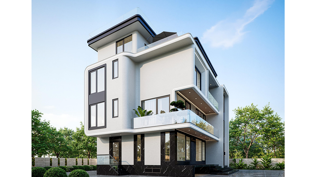 浙江省金华兰溪别墅外墙漆效果图｜现代风格｜莫奈无机艺术外墙漆